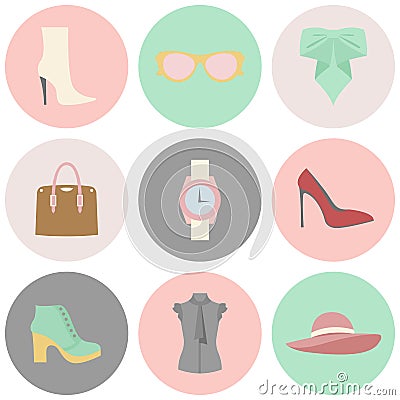 Vector icons design concept of fashion accessories Vector Illustration