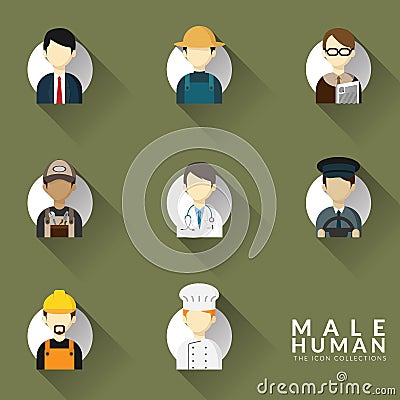 Vector of icons for different man occupation icon collection set. professions icons set. flat design. vector illustration. Vector Illustration