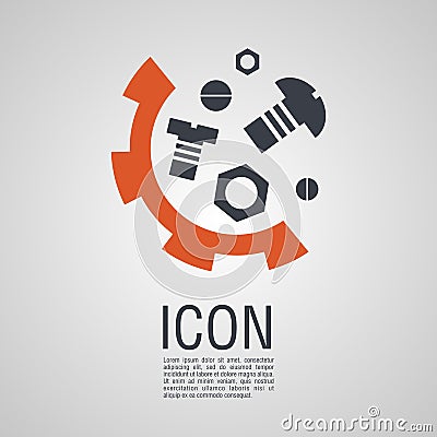 Vector icons in the form of nuts and bolts gear wheel. Vector Illustration