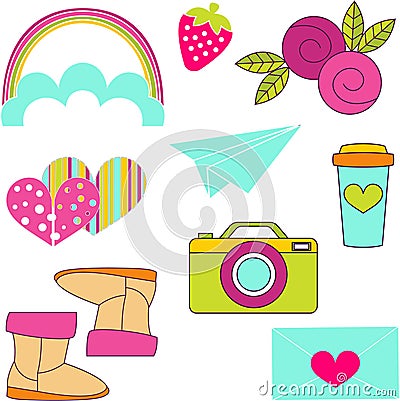 Vector icons of glamor stickers and labeles Vector Illustration