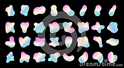 Vector icons of holographic abstract blob shapes. Vector Illustration