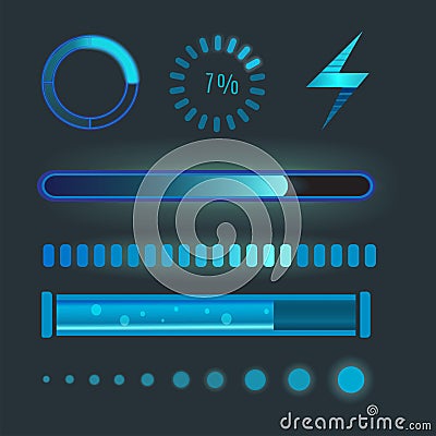 Vector icons for mobile applications design web internet loading interface download media button. Vector Illustration