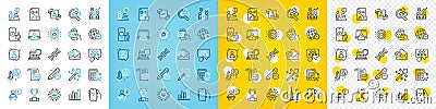 Vector icons set of Chemistry lab, Startup and Cyber attack line icons. For web app. Vector Vector Illustration