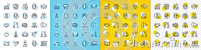 Vector icons set of Face id, People voting and Manager line icons. For web app. Vector Vector Illustration