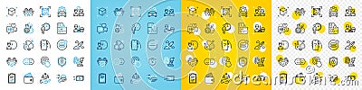 Vector icons set of Hold box, Checklist and Qr code line icons. For web app. Vector Vector Illustration