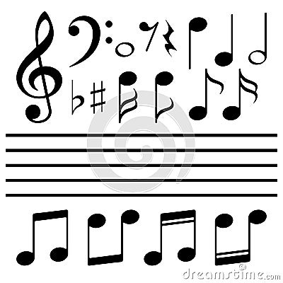 Vector icons set music note Vector Illustration