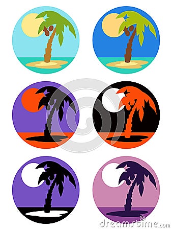 Vector icons set palm tree emblems Vector Illustration