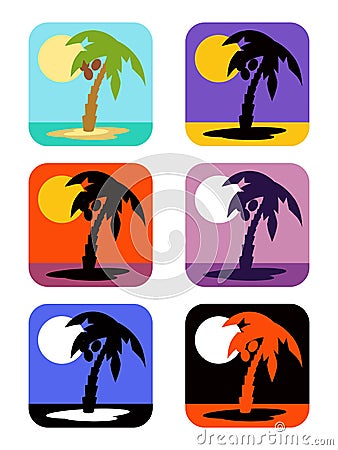 Vector icons set palm tree emblems Vector Illustration