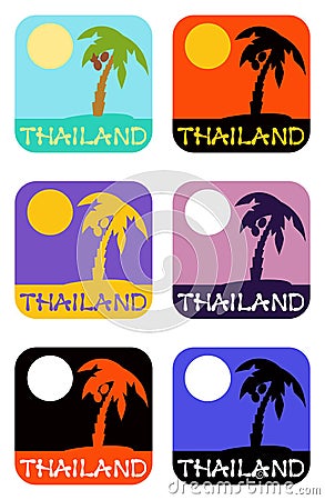 Vector icons set palm tree emblems Vector Illustration