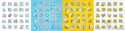 Vector icons set of Payment message, Bid offer and Report line icons. For web app. Vector Vector Illustration