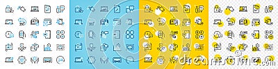 Vector icons set of Report timer, Phone message and Qr code line icons. For web app. Vector Vector Illustration