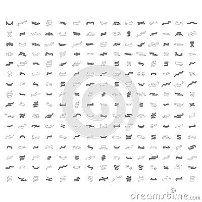 Vector icons set with ribbons Vector Illustration