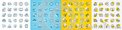 Vector icons set of Tax document, Teamwork and Notification cart line icons. For web app. Vector Vector Illustration