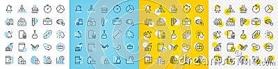 Vector icons set of Timer, Coffee cup and No handbag line icons. For web app. Vector Vector Illustration