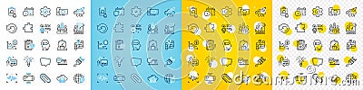 Vector icons set of Voice wave, Chat message and Puzzle line icons. For web app. Vector Vector Illustration