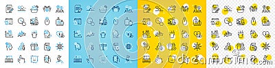 Vector icons set of Volunteer, Cursor and Teacher line icons. For web app. Vector Stock Photo