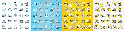 Vector icons set of Wallet, Shopping and Graph chart line icons. For web app. Vector Stock Photo