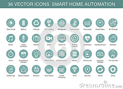 Vector icons for smart home automation Vector Illustration