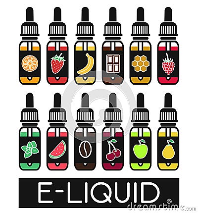 Vector Icons of tastes of electronic cigarette Vector Illustration