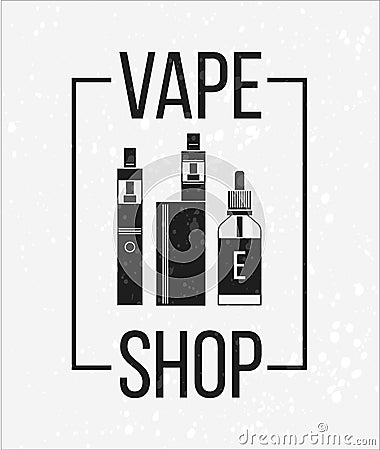 Vector icons of vape and accessories. Vector illustration Vector Illustration