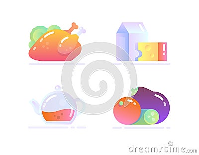 Vector icons of various food products Stock Photo