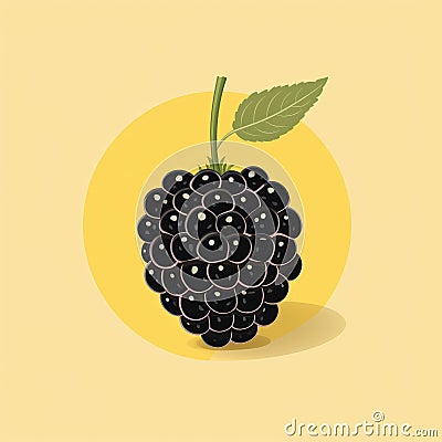 Minimalistic Blackberry Icon On Light Yellow Background Stock Photo