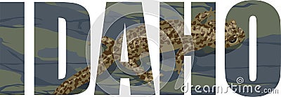Vector Idaho - American state word with Giant Salamander Vector Illustration