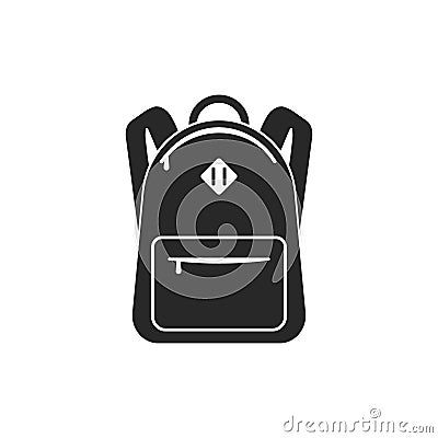 Vector illstration of backpack icon. Flat design. Isolated. Vector Illustration