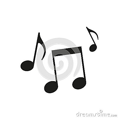 Vector illstration of music notes icon. Flat design. Isolated. Vector Illustration