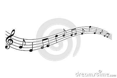 Vector illstration of music notes on white background. Isolated. Vector Illustration