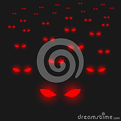 Vector illstration of red eyes on black background. EPS10. Vector Illustration