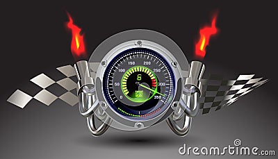 Vector illuminated speedometer Vector Illustration