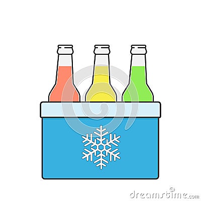 Vector illustartion of drinks in a small refrigerator. Vector Illustration