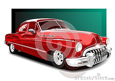 Vector illustartion vintage red car. retro car Vector Illustration