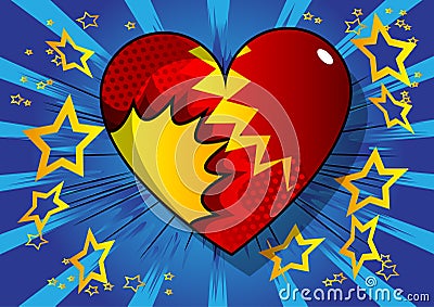 Comic book style heart, abstract love symbol. Vector Illustration