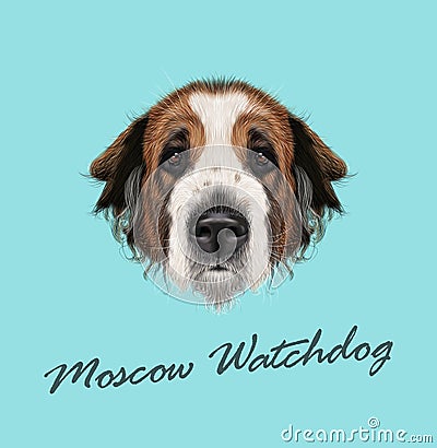 Vector illustrated Portrait of Moscow Watchdog dog Vector Illustration