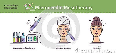 Vector Illustrated set with salon Micro needle mesotherapy Vector Illustration