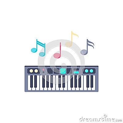 Piano with notes icon Vector Illustration