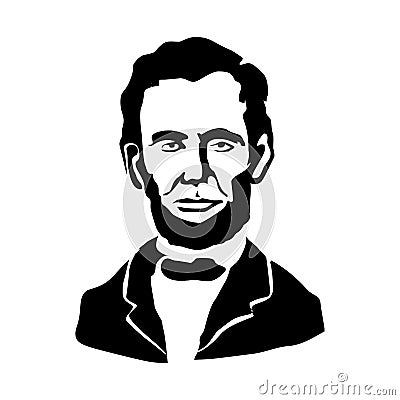 Abraham Lincoln.Vector illustration.Black and white drawing Vector Illustration