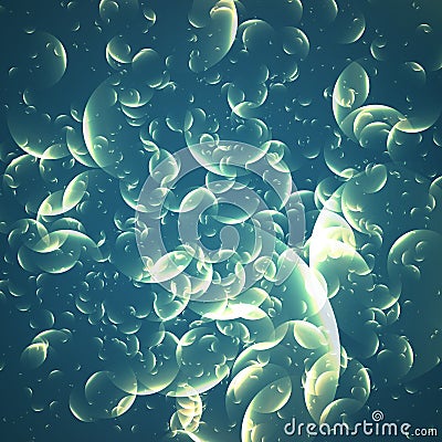 Vector illustration of abstract background with shining bubbles. Vector Illustration