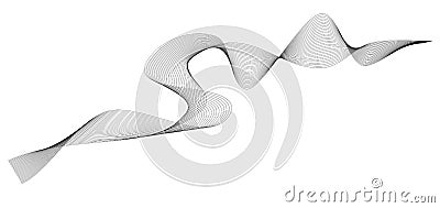 Abstract black wave lines on white background Vector Illustration