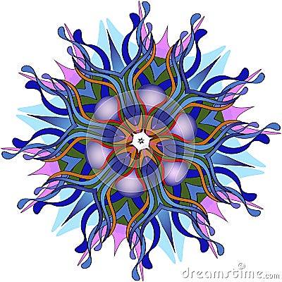 Vector illustration. Abstract blue mandala on a white background . Vector Illustration