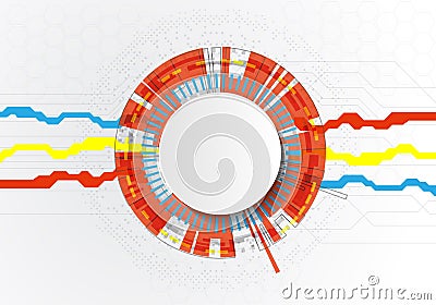 Vector illustration Abstract futuristic circuit board and Cricle, hi-tech computer digital technology concept, Blank white 3d Vector Illustration