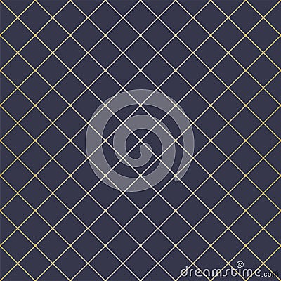 Vector Illustration Abstract geometric pattern with lines, squares . A seamless background. Dark blue and gold texture. Vector Illustration