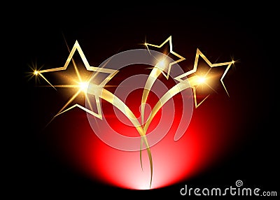 Vector illustration abstract golden stars logo icon. Academy award icon in flat style isolated or black background, gold stars Vector Illustration