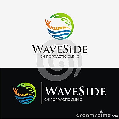 Chiropractic logo design on white and black background Vector Illustration