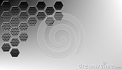 Vector illustration of abstract stainless steel metal panel with grunge overlay metallic texture and hexagonal grid pattern over b Vector Illustration