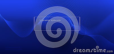 Vector illustration abstract wavy, wave line and blurred gradient mesh in blue color background. Dynamic minimal wave line Cartoon Illustration