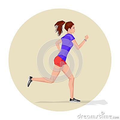 Vector illustration of Active sporty young running woman athlete Vector Illustration