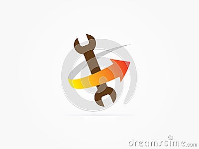 Vector illustration Active wrench spanner tools logo Cartoon Illustration